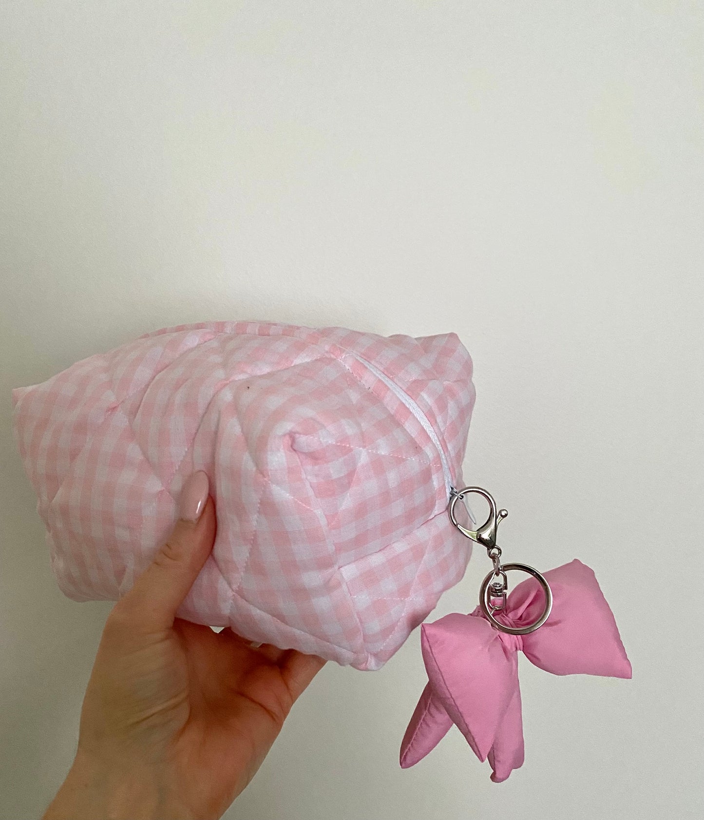 Puffy Pink Bow Keychain