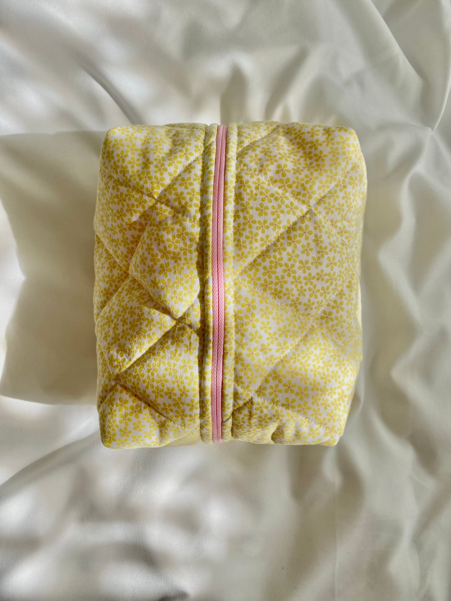 Yellow Sunshine Floral Makeup Bag