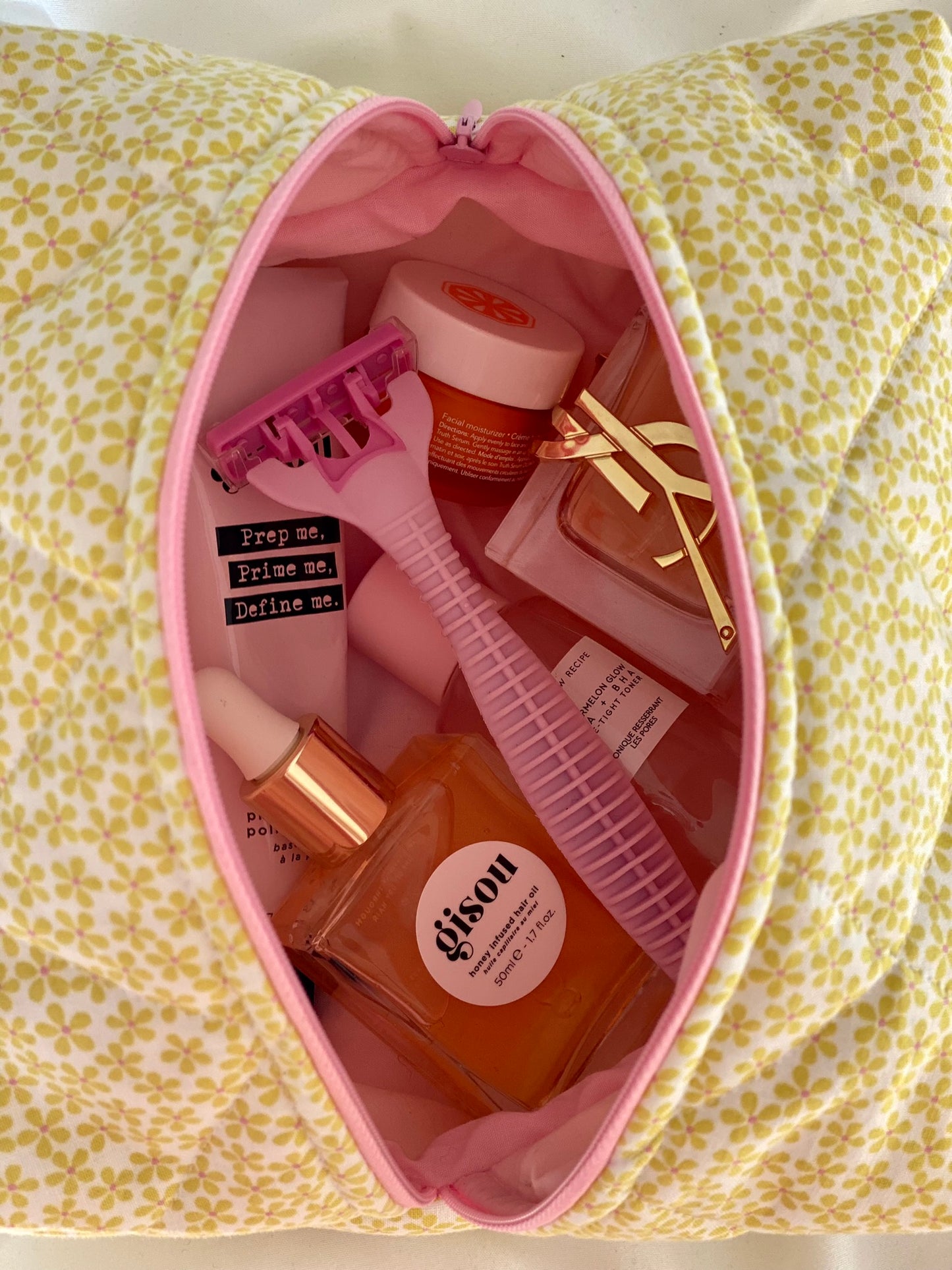 Yellow Sunshine Floral Makeup Bag