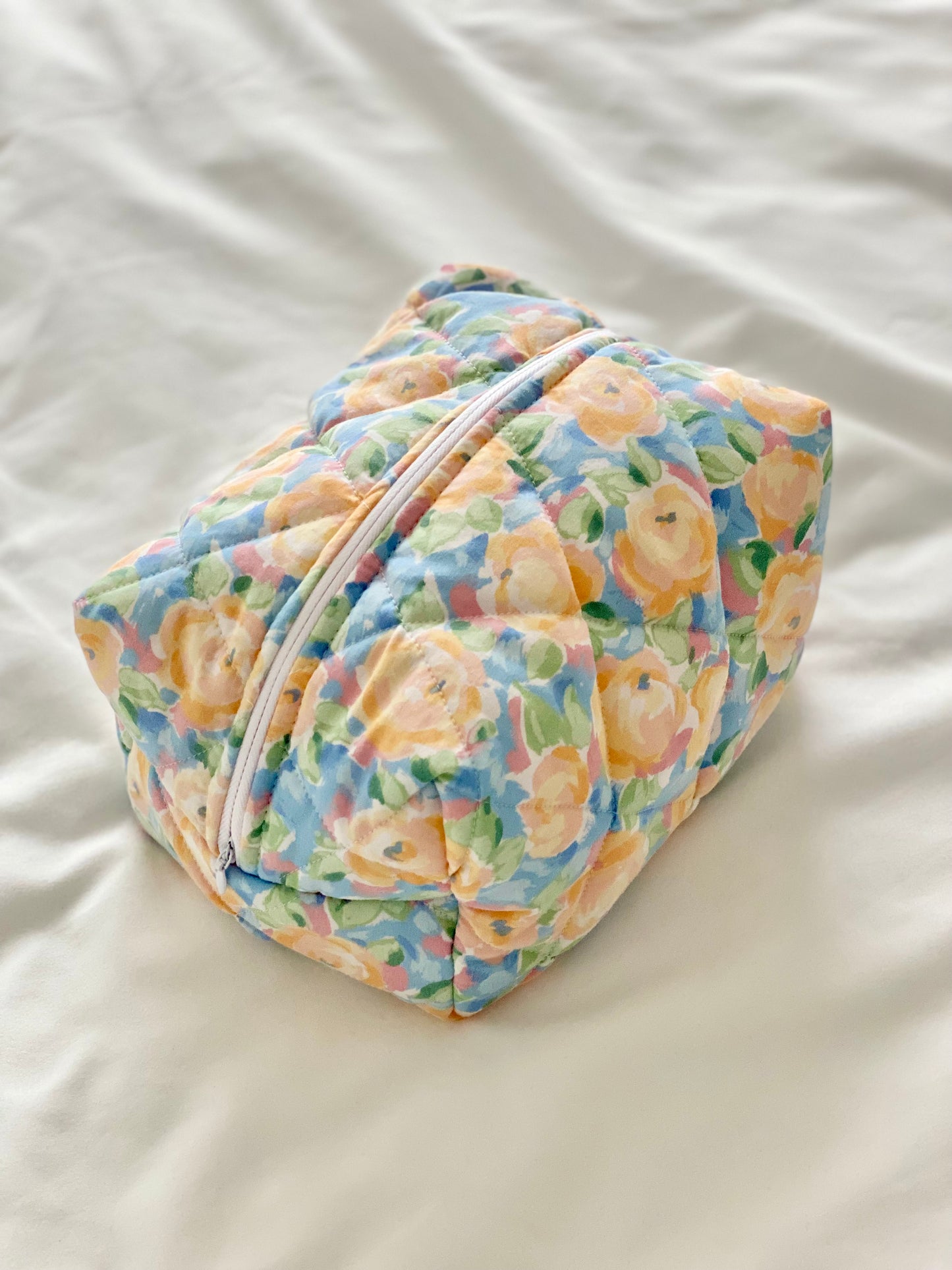 Peach, Blue & Soft Pink Makeup Bag