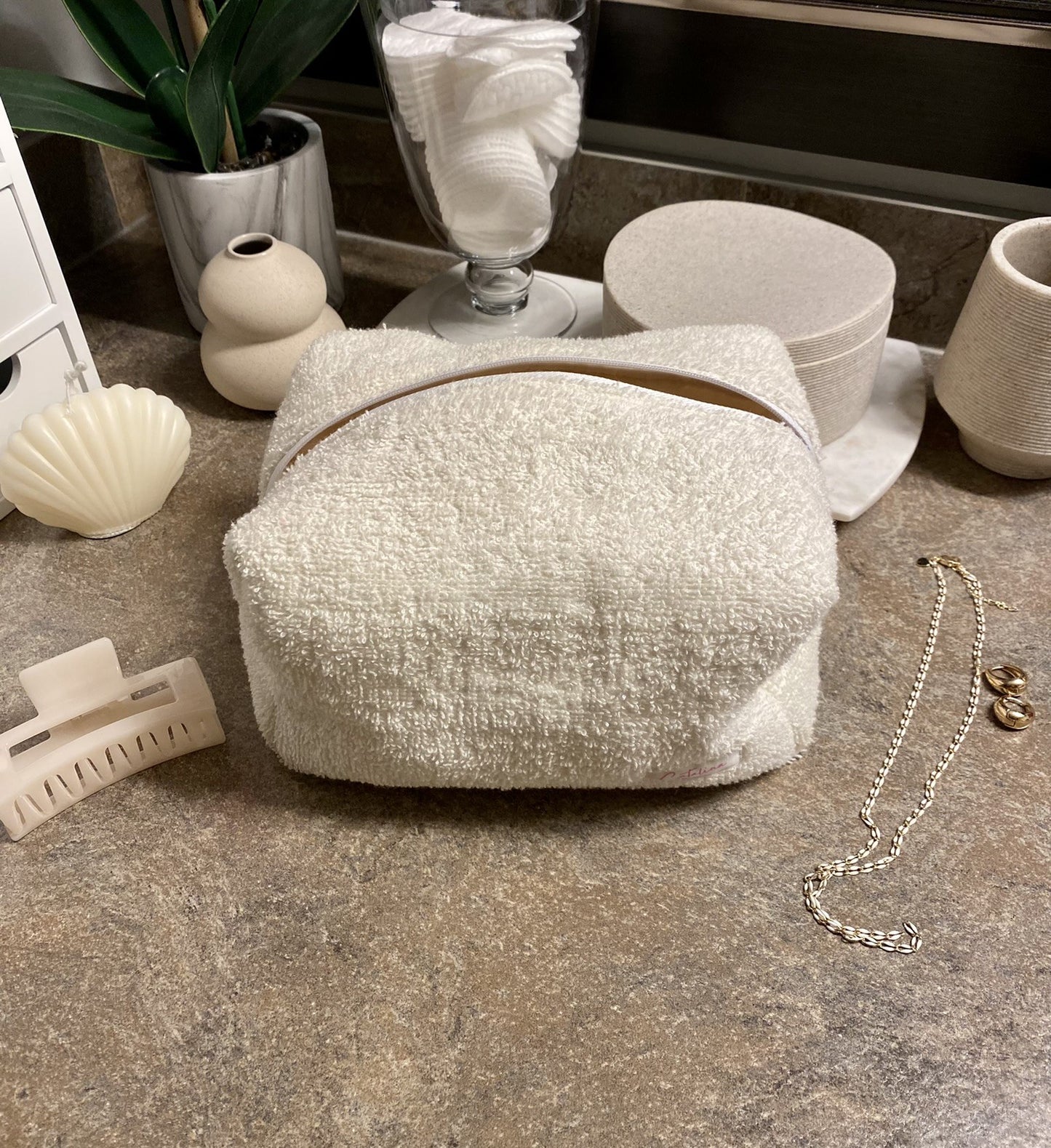 Cream Terry Cloth Bag