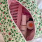 Green & Pink Tulips Makeup Bag