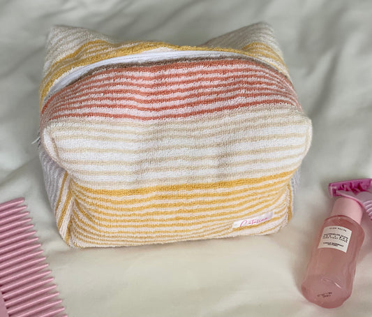 Striped Terry Cloth Makeup Bag