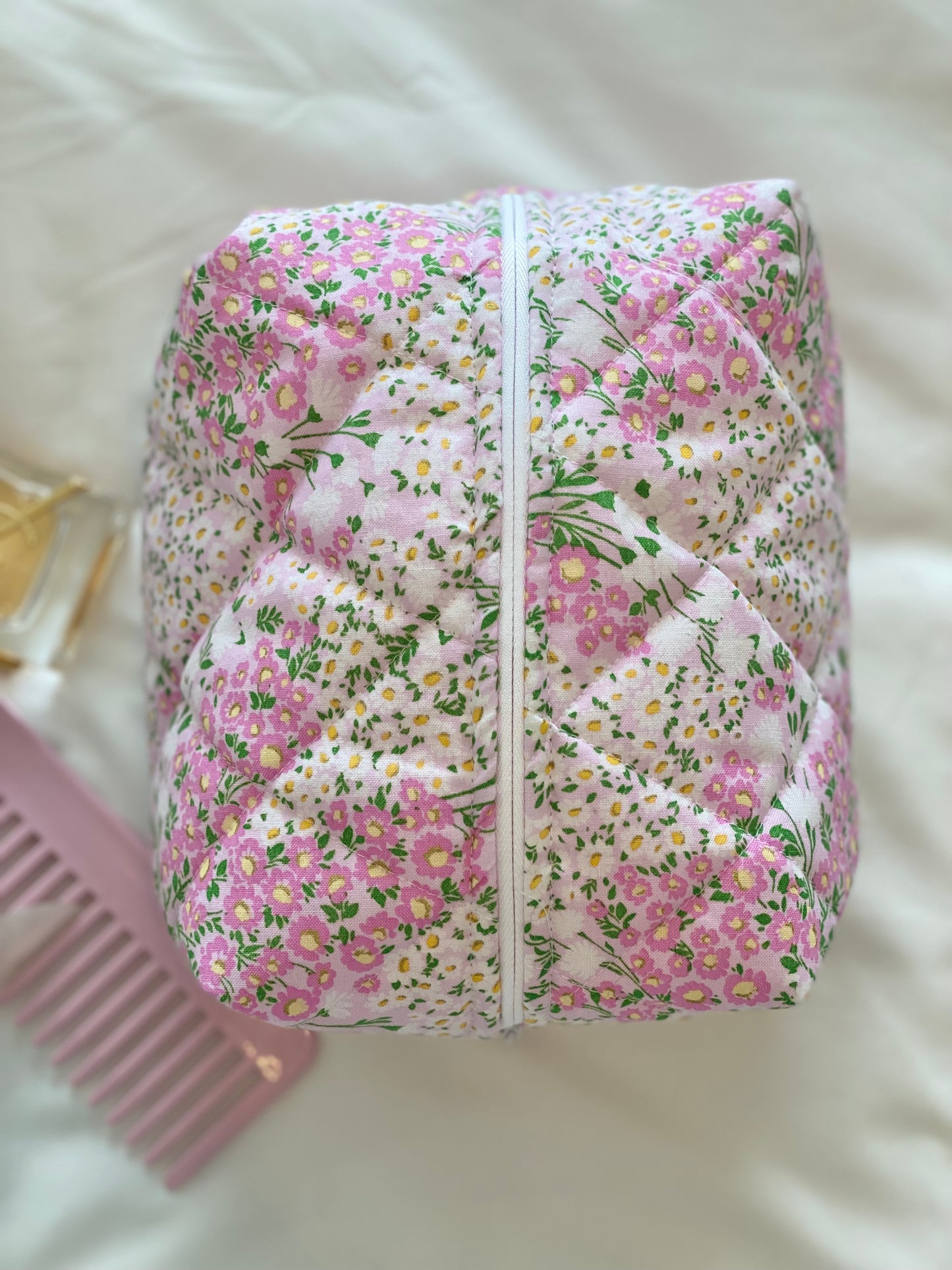 Trousse de beauté florale pastel