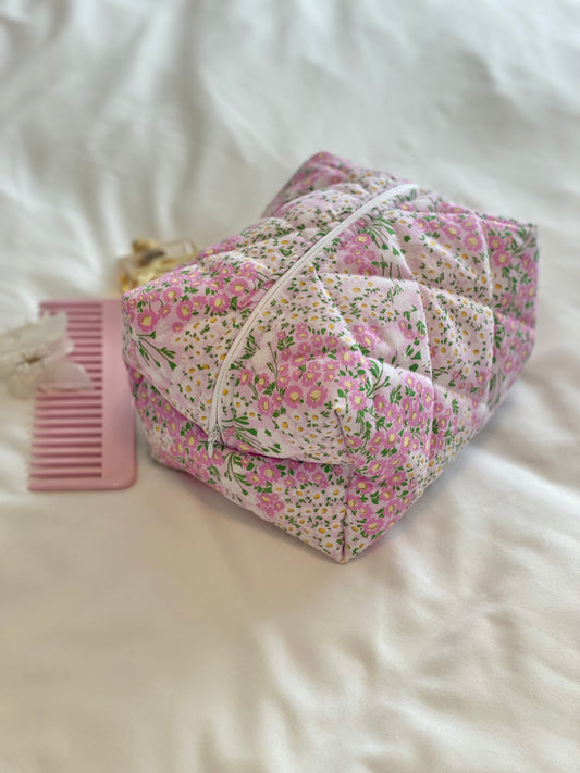 Trousse de beauté florale pastel